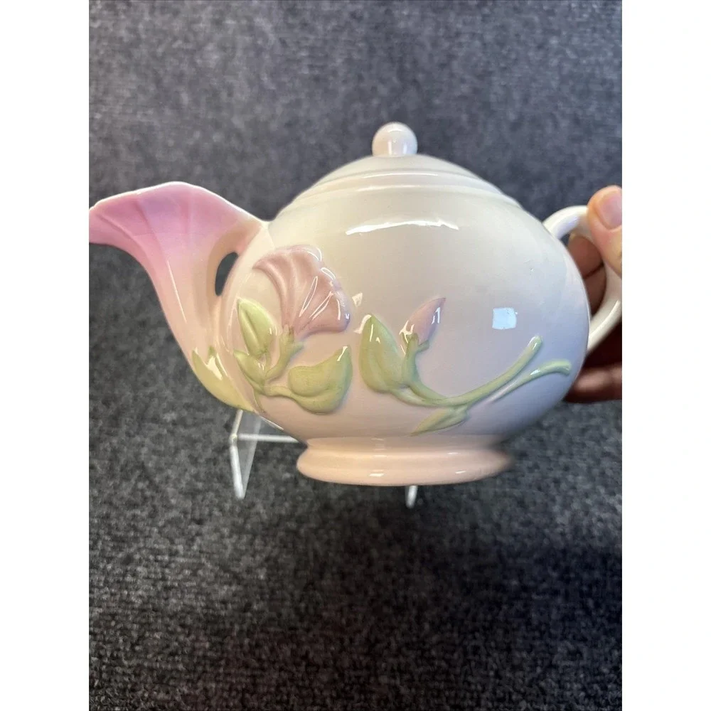 Vtg~Teleflora Pink Morning Glory Teapot~4 Cups~Ceramic